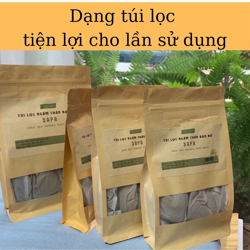 Thảo Dược ngâm chân loại bỏ đau nhức xương,khớp,cơ, mât ngủ của người Dao Đỏ Dược Liệu túi lọc-Sapa Herbal