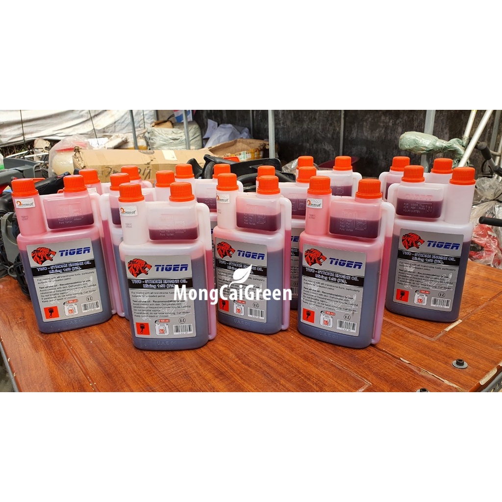 Nhớt 2 thì Tiger chính hãng dùng cho máy cắt cỏ, cưa gỗ, xe máy 2T loại đậm đặc tỉ lệ 1:50
