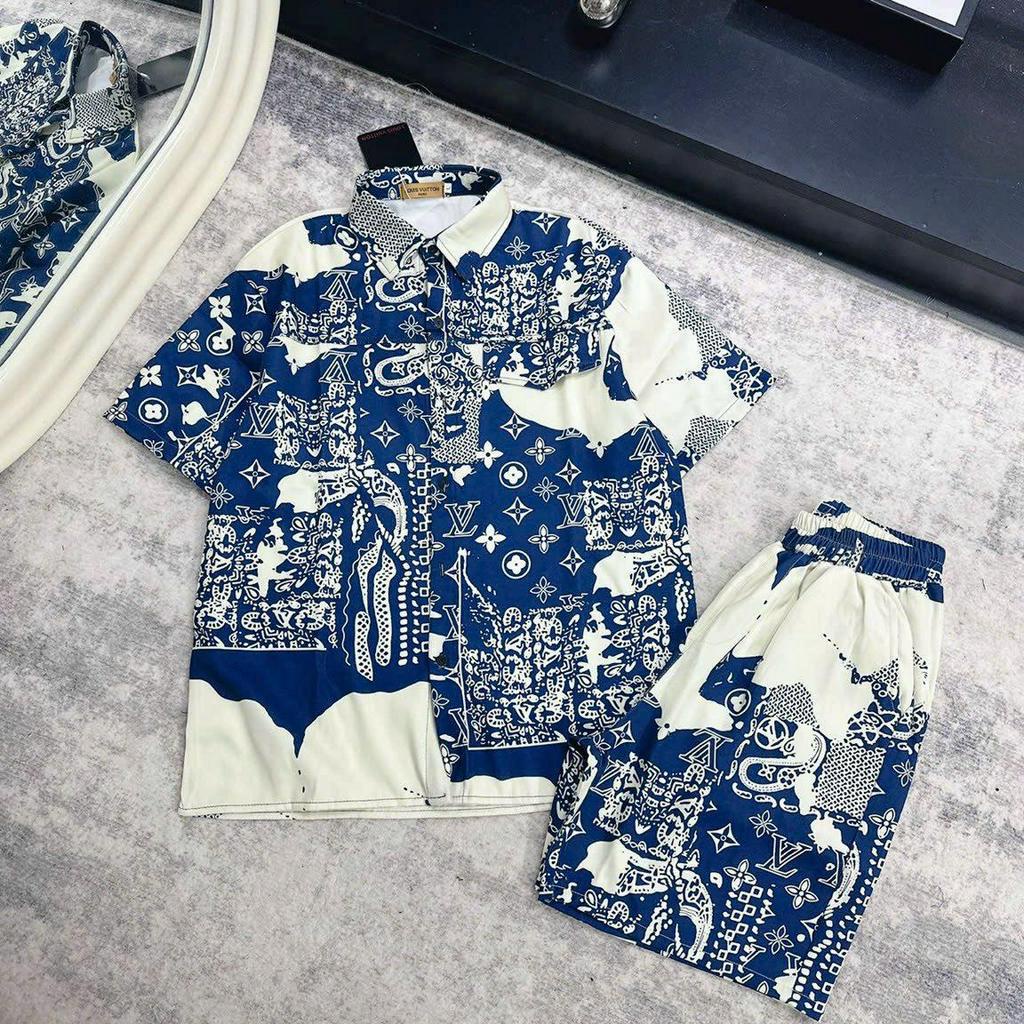Đồ Bộ Cộc Tay Nam Mặc Hè Chất Lụa Họa Tiết Cực Đẹp Cực Mát