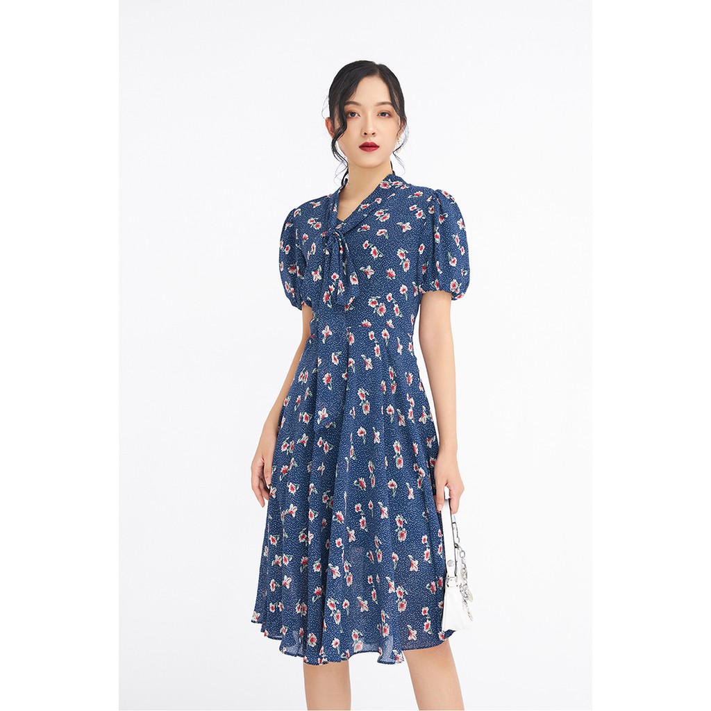 [Mã WABR0101 giảm 10% đơn 99K] Đầm ngắn tay bồng nơ cổ - 20Again - DDA0947 | BigBuy360 - bigbuy360.vn