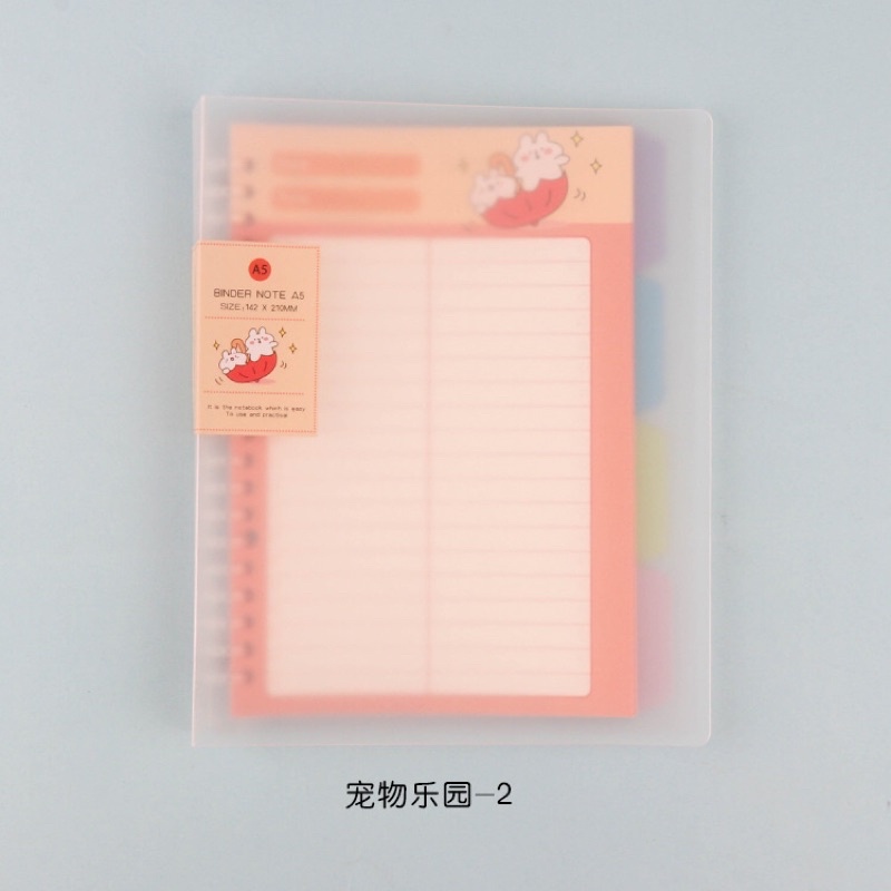 Sổ còng size B5 kèm 50 tờ giấy take note dễ thương định lượng 100gsm và 4 tab phân trang binder b5