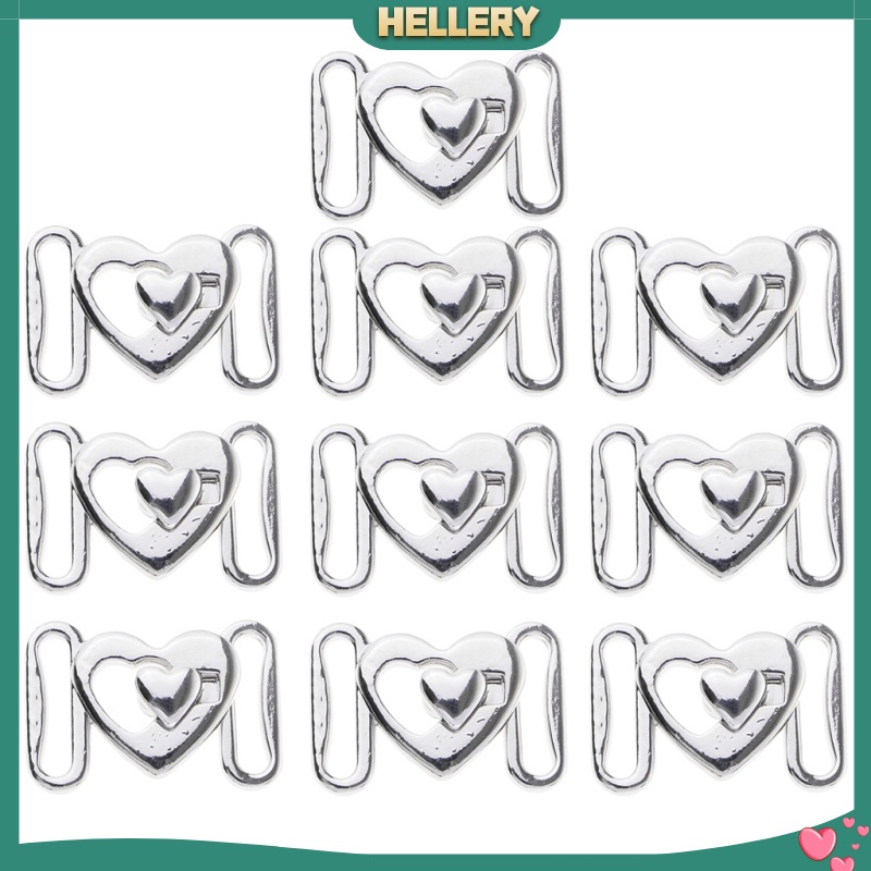Bộ 10 Móc Kim Loại Hình Trái Tim Màu Bạc Dùng Để May Vá Áo Ngực / Váy