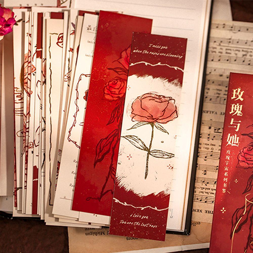 Thẻ Giấy Đánh Dấu Sách Chủ Đề Hoa Hồng Trang Trí Nhật Ký