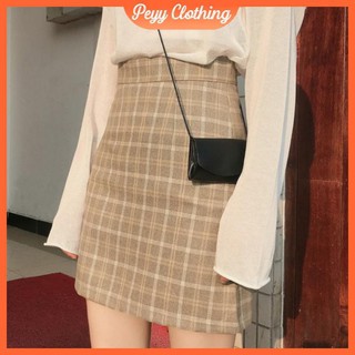 Chuẩn chân váy lưng cao chữ a kẻ caro, chân váy ngắn công sở cạp cao ulzzang hàn quốc ྇ ྇ chuẩn