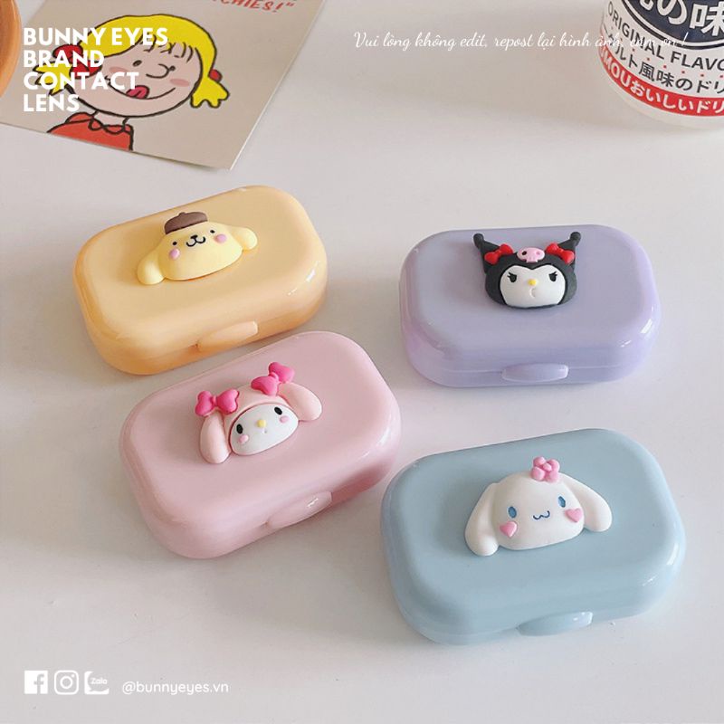 Khay Đựng Lens BUNNY EYES Có Gương - Kèm Dụng Cụ Đeo Lens MELODY