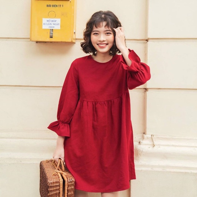 VÁY NHUNG ĐỎ (ảnh thật ở cuối)