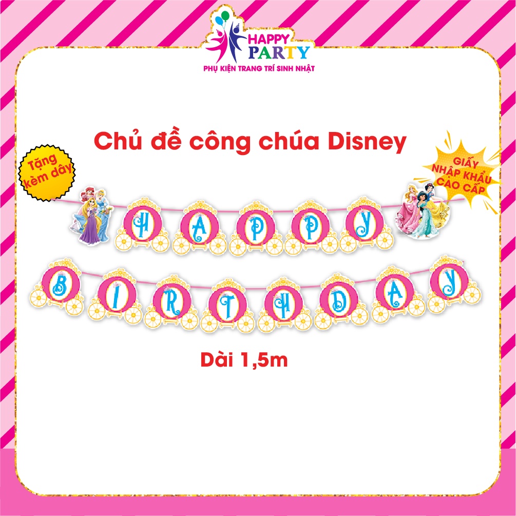 Dây chữ Happy Birthday trang trí sinh nhật, trang trí thôi nôi cho bé trai siêu đẹp nhiều mẫu, chiều dài 1,5m