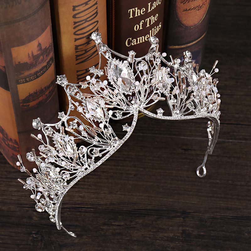 Big Baroque Rhinestone Crystal Beaded Headband Tiara Tea Party Bride Crown Luxury Wedding Korean Hair Ornaments