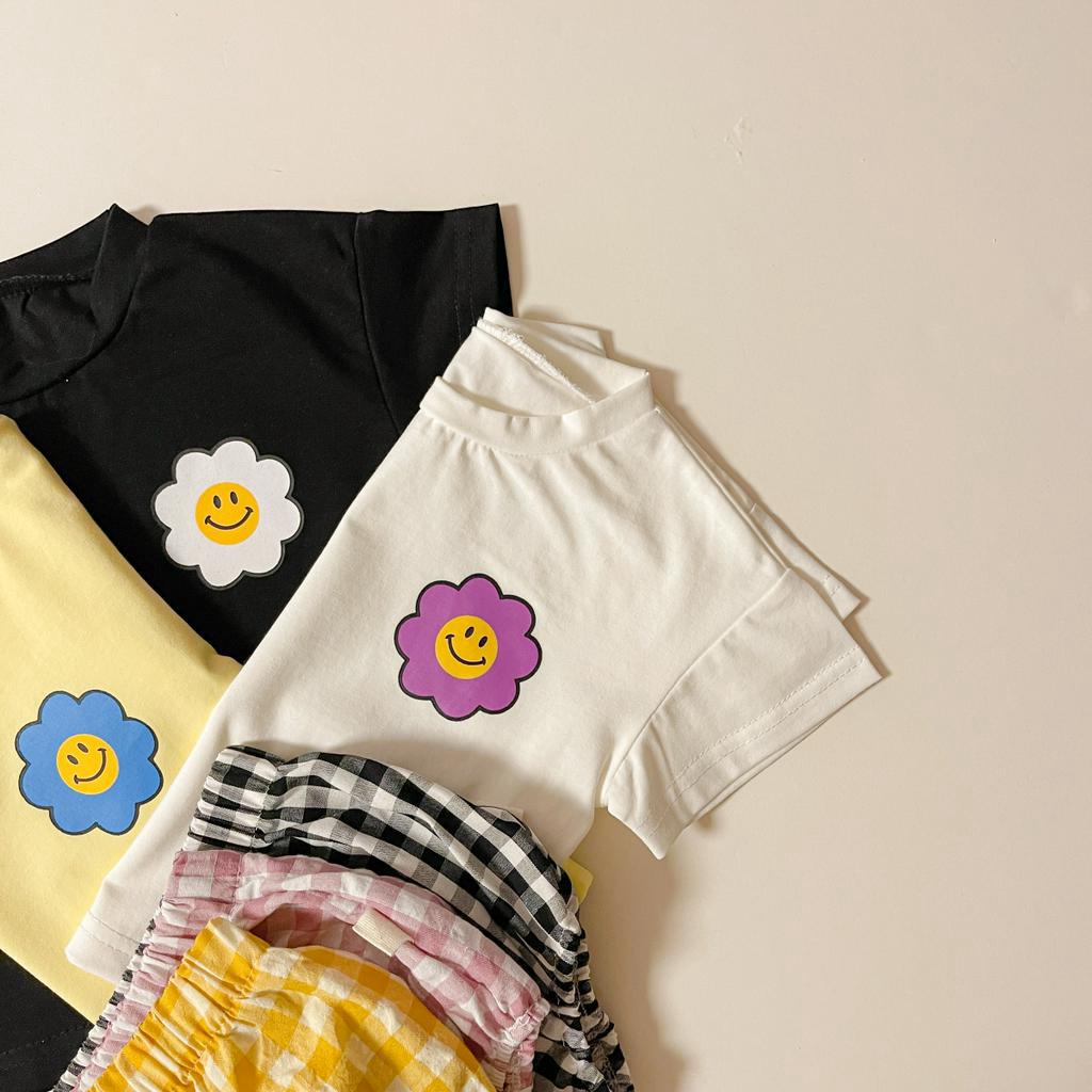 Set Áo Thun Tay Ngắn &amp; Quần Short Caro Cho Bé Trai &amp; Gái