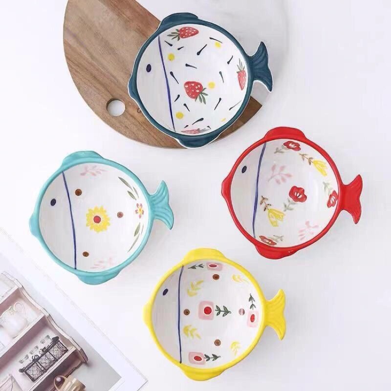 Bát Ăn Dặm Cho Bé Gốm Sứ Họa Tiết Hình Con Cá