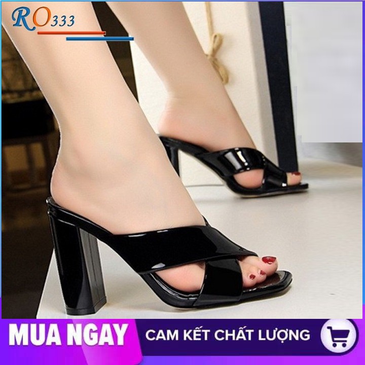 Giày cao gót nữ đẹp đế vuông 7cm hàng hiệu rosata hai màu đen đỏ ro333