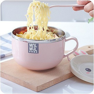 [ SIÊU CUTE ] TÔ ĂN MÌ INOX CÁCH NHIỆT CÓ NẮP- CA ĂN MÌ CÓ NẮP KÈM MUỖNG CHỐNG NÓNG