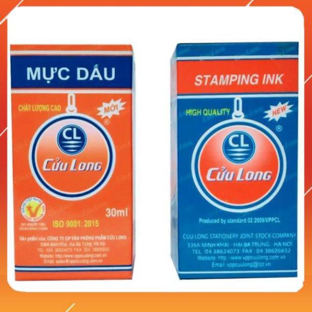 Mực Dấu Cửu Long (30ml) - Mực Bám Chắc Trên Văn Bản Sau Khi Đóng, Không Phai Màu Khi Gặp Nước