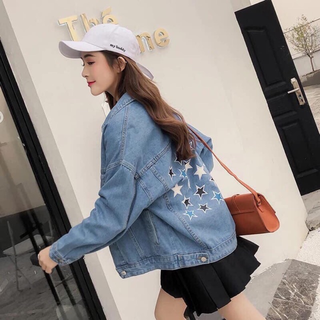 Áo khoác jean lưng ngôi sao