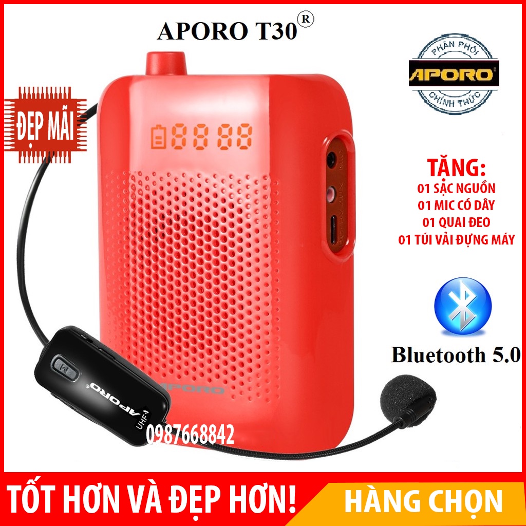 Máy trợ giảng không dây Aporo T30, máy trợ giảng có bluetooth UHF bảo hành 3 tháng