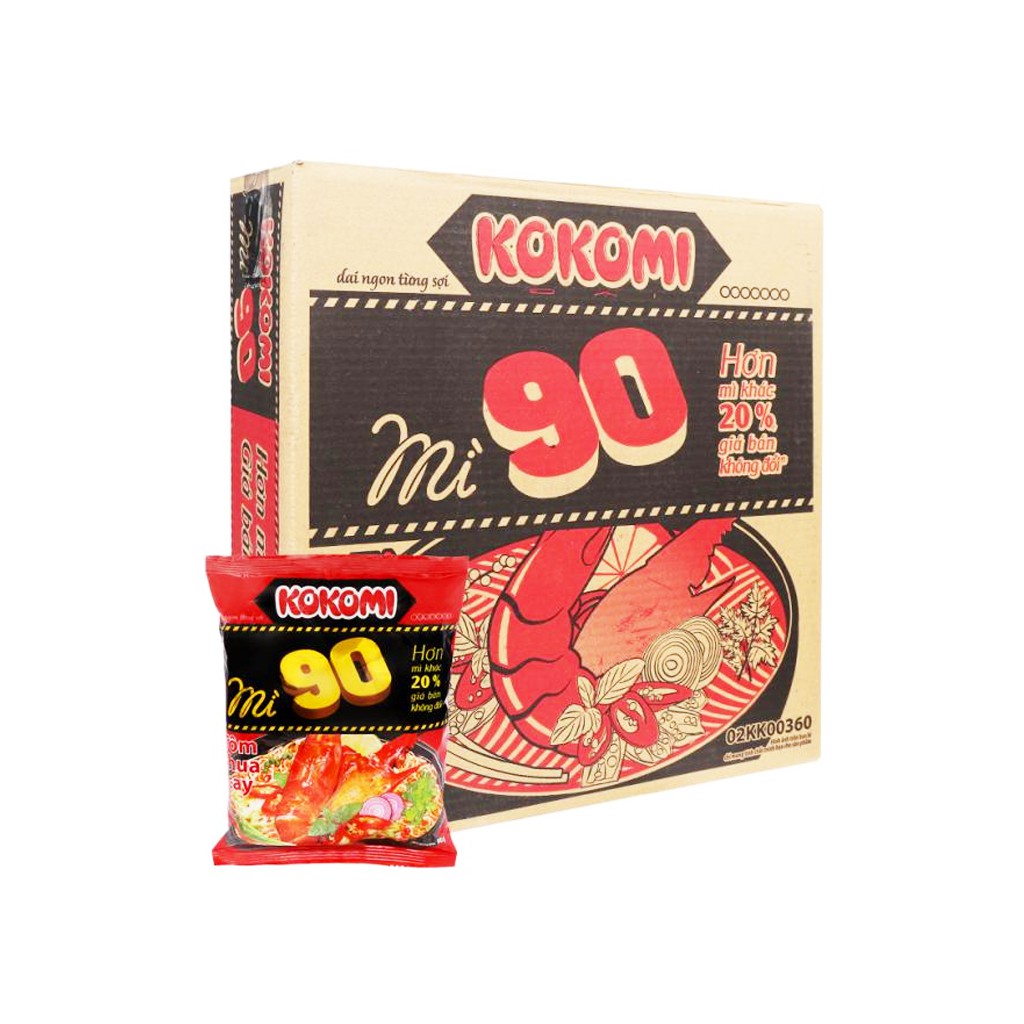 Thùng 30 gói mì Kokomi 90 tôm chua cay 90gr