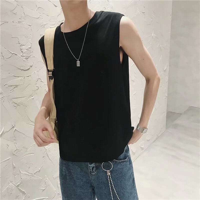 Áo T-shirt/Áo ba lỗ nam, dáng bó, sát nách, ôm sát, phong cách Hàn Quốc, phù hợp cho mùa hè, kiểu dáng rộng rãi