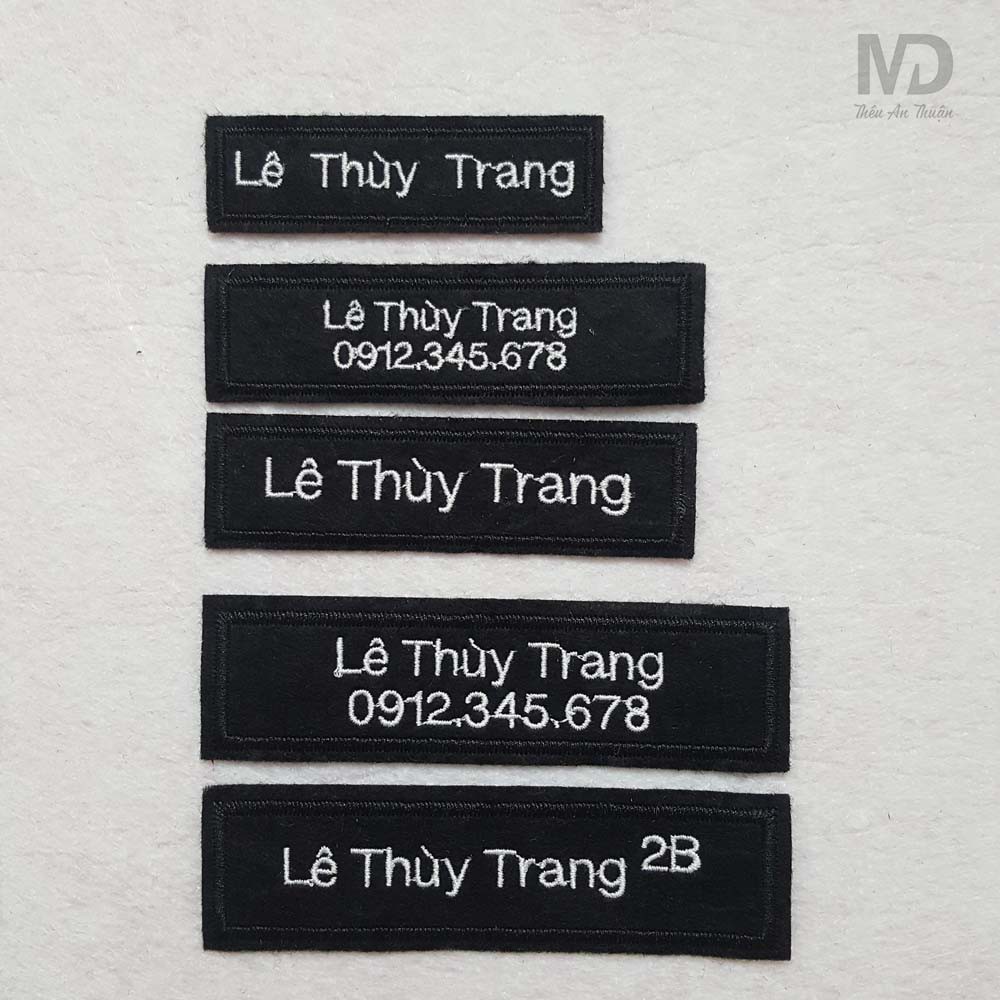 Bảng thêu tên - sticker thêu cho bé dùng để may vào áo, quần, cặp, balo ... 1 lớp vải