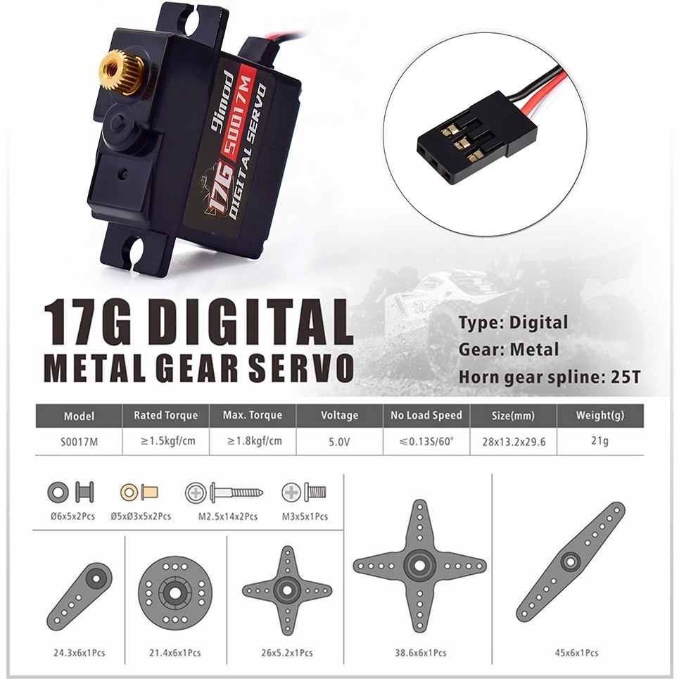 Động Cơ Servo PDI-1181MG 18g 3.5KG Cho WLtoys 144001 124017 Động Cơ Servo B1/16 B24 C14 C24 S0017M 17g 1.8KG Cho Mô Hình Xe Tải 1/18 1/16