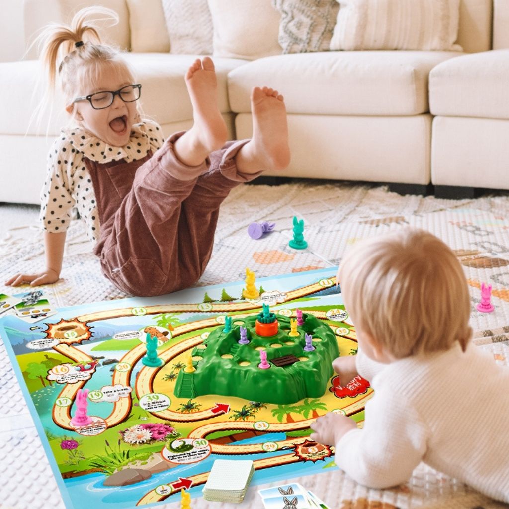 Trò chơi bẫy thỏ bản nâng cấp cho trẻ 3 tuổi+ Board game thỏ & rùa vượt bẫy cà rốt