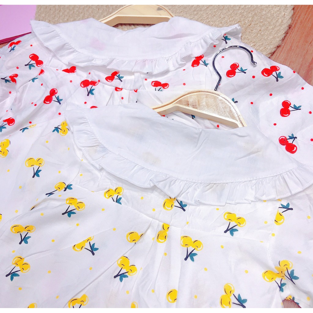 Bộ pizama dài tay cho bé gái | Họa tiết cherry | Mềm mịn | 9-23kg |