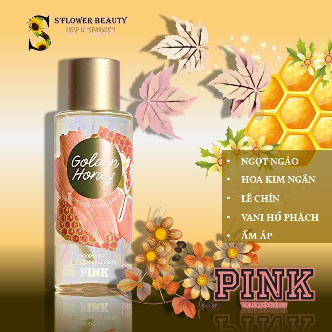 ⭐️ PINK | 🍁 Bst New Fall | Xịt Thơm Toàn Thân Victoria’s Secret PINK Body Fragrance Mist - Sweet Orchard | Golden Honey