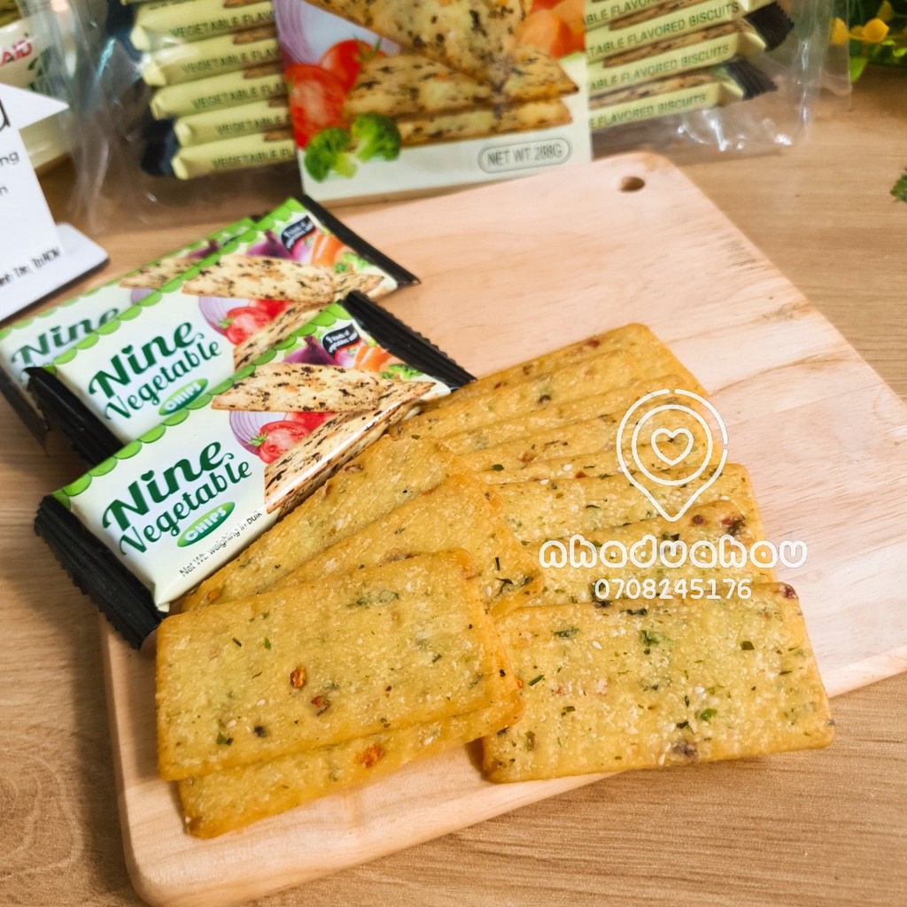 Một gói bánh ăn kiêng hiệu YMAID Hongkong 2 vị rau củ/ phomai gói 288g