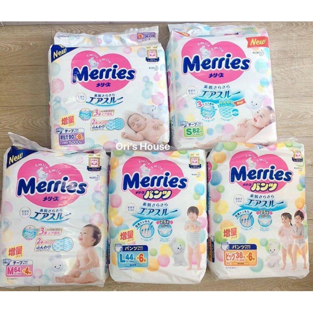 Tã/Bỉm merries nội địa nhật dán/ quần S88/ M68/ L58/M64/L50/xl44