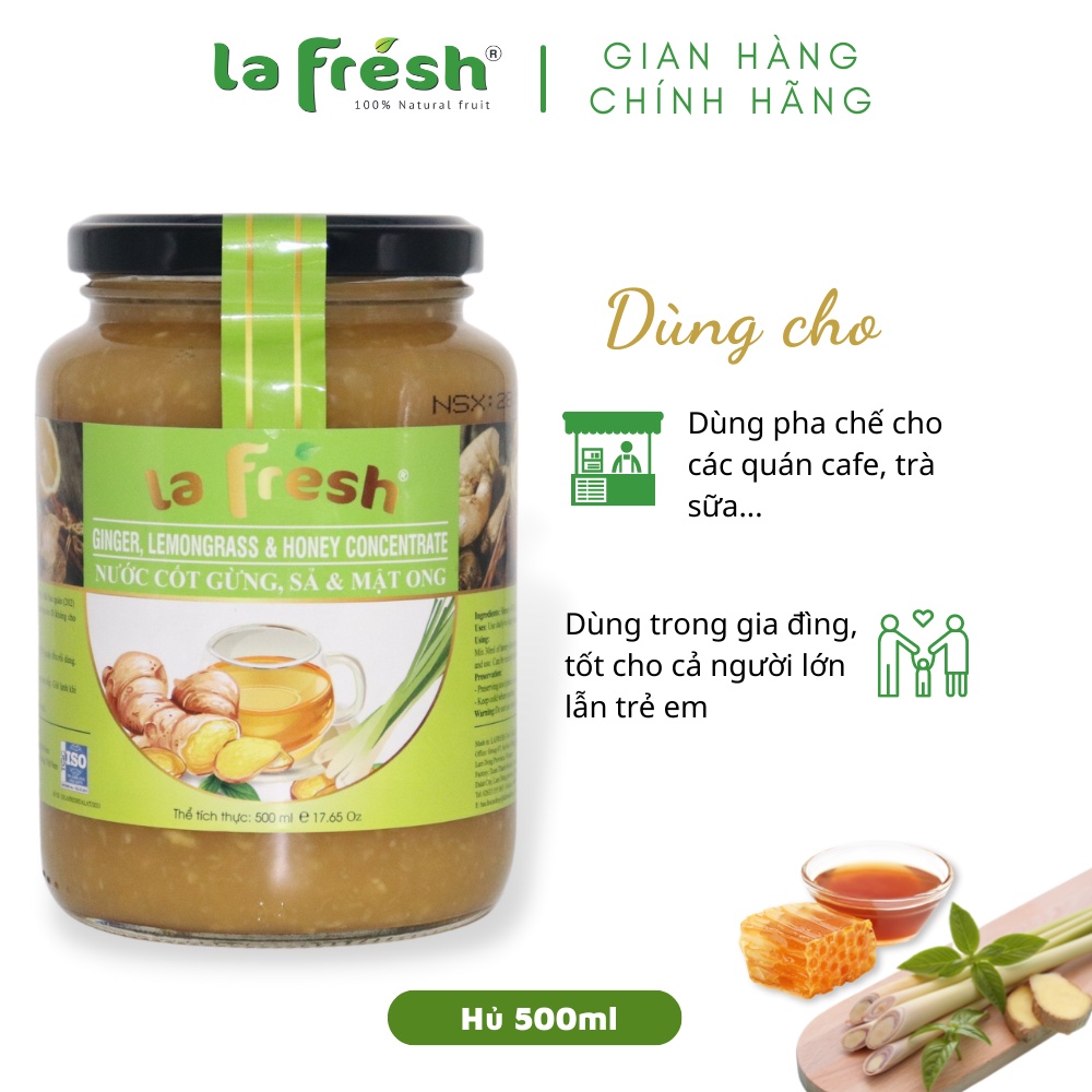 Nước Cốt Gừng Sả Mật Ong LaFresh Đà Lạt - Chai 500ml
