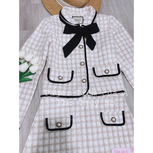 Sét dạ tiểu thư cao cấp tặng kèm nơ cài cổ full 3 màu kèm ảnh thật _Tiệm của Ả | BigBuy360 - bigbuy360.vn