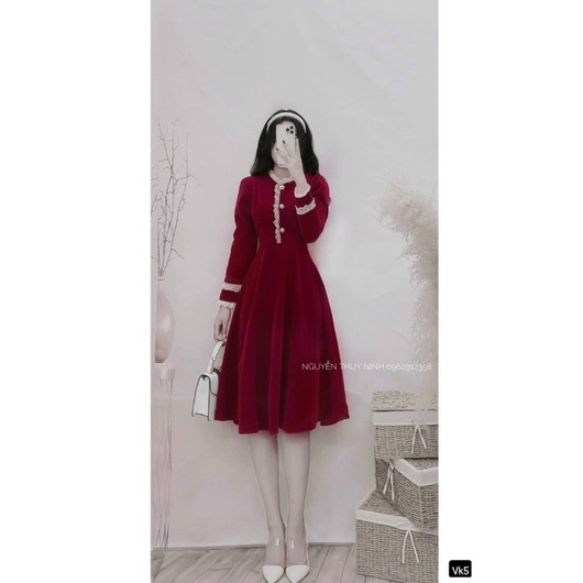 ĐẦM NỮ DÁNG XÒE💥 TAY DÀI PHỐI REN TIỂU THƯ SANG TRỌNG💥 ĐẦM MẶC TẾT DỰ TIỆC ĐEN ĐỎ | BigBuy360 - bigbuy360.vn