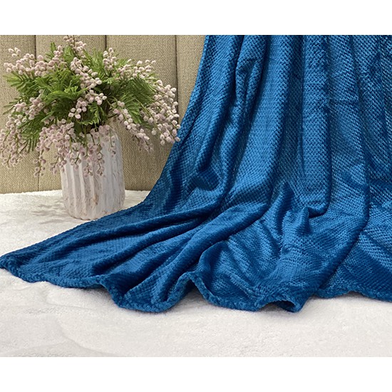 Mền san hô NIN siêu mềm mịn, thoáng khí 100% Microfiber màu xanh biển đậm kích thước 180x200cm - Oceanside