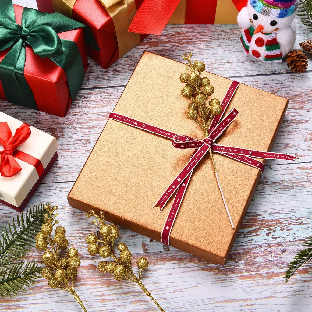 Set 10 Phụ Kiện Trang Trí Cây Thông Giáng Sinh Đính Kim Sa Lấp Lánh