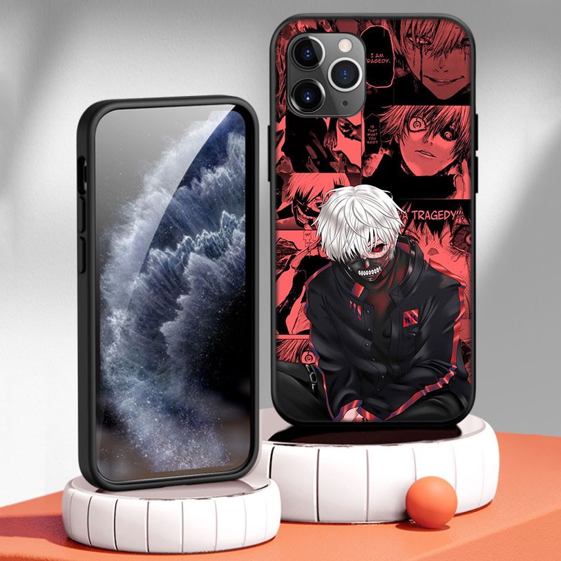 Ốp lưng silicon dẻo hình nhân vật Ken Kaneki cho iPhone 11 12 Pro Max Mini SE