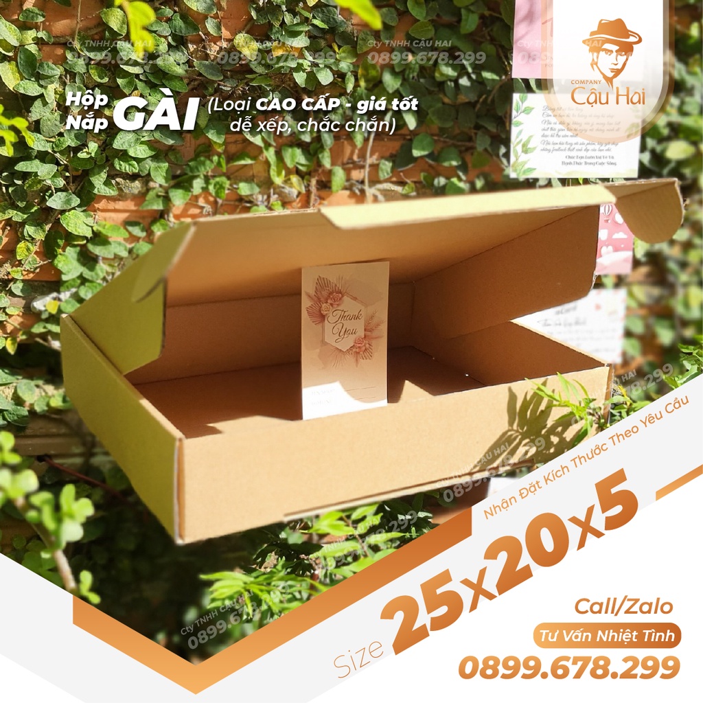 Set 20 hộp carton nắp GÀI 25x20x5