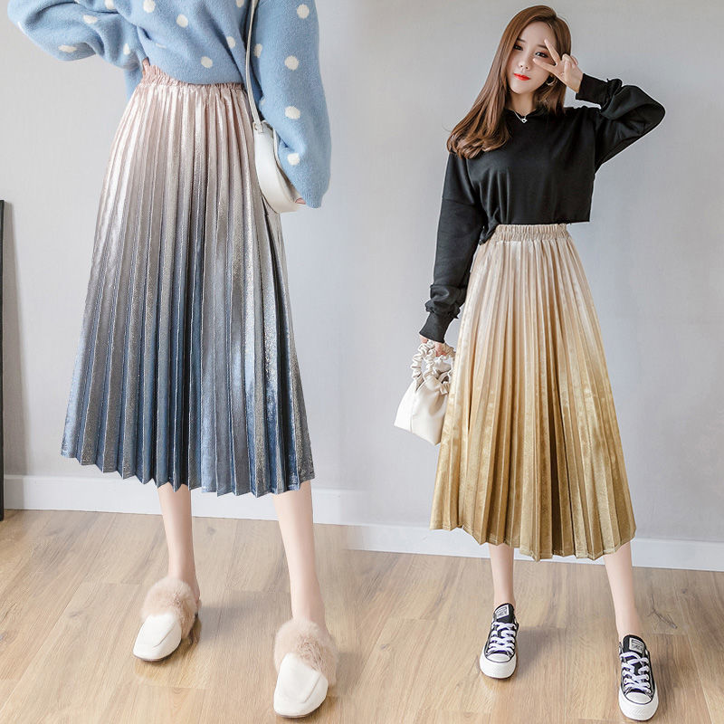 Chân Váy Dài Dáng Chữ A Xếp Ly Màu Gradient Thời Trang Mùa Đông Cho Nữ | BigBuy360 - bigbuy360.vn