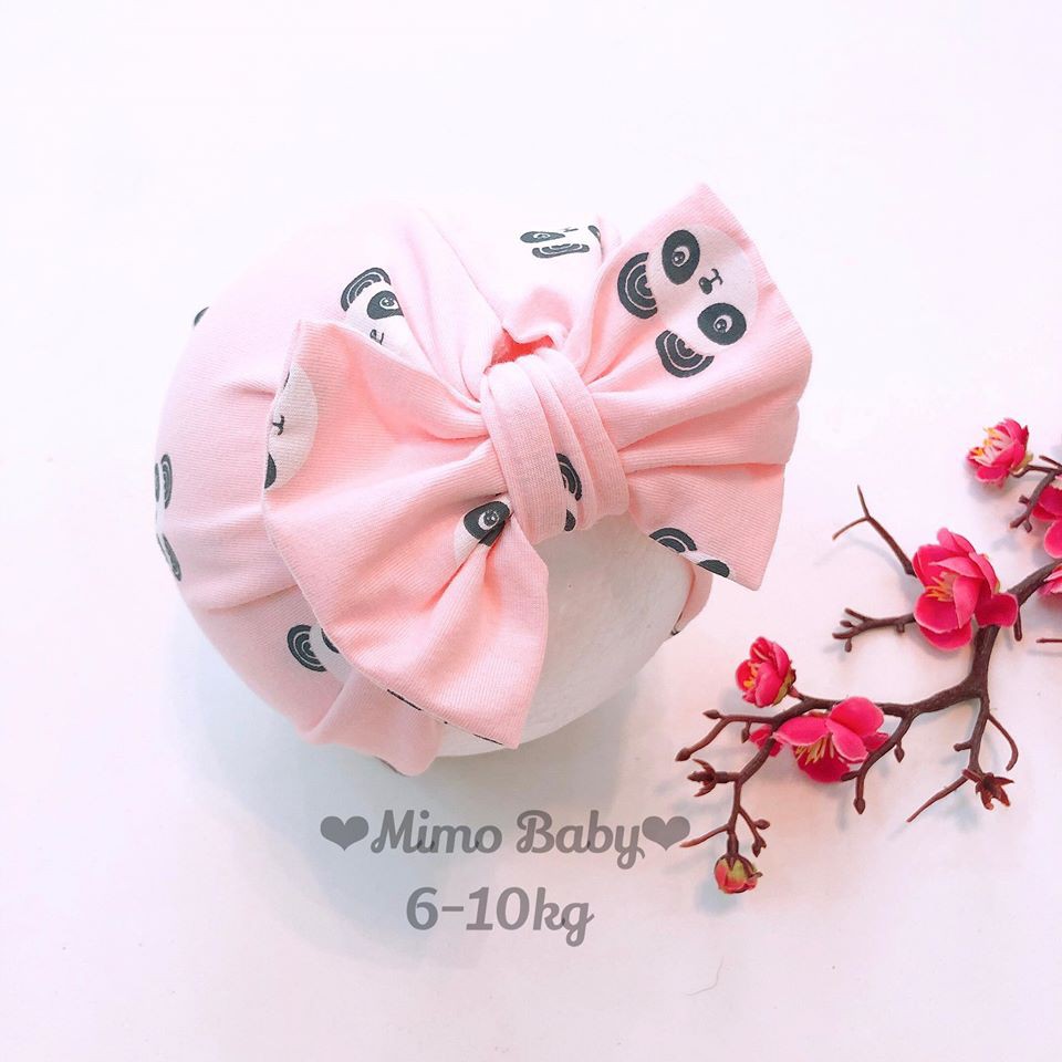 Mũ turban cho bé- hồng panda (4-8kg)