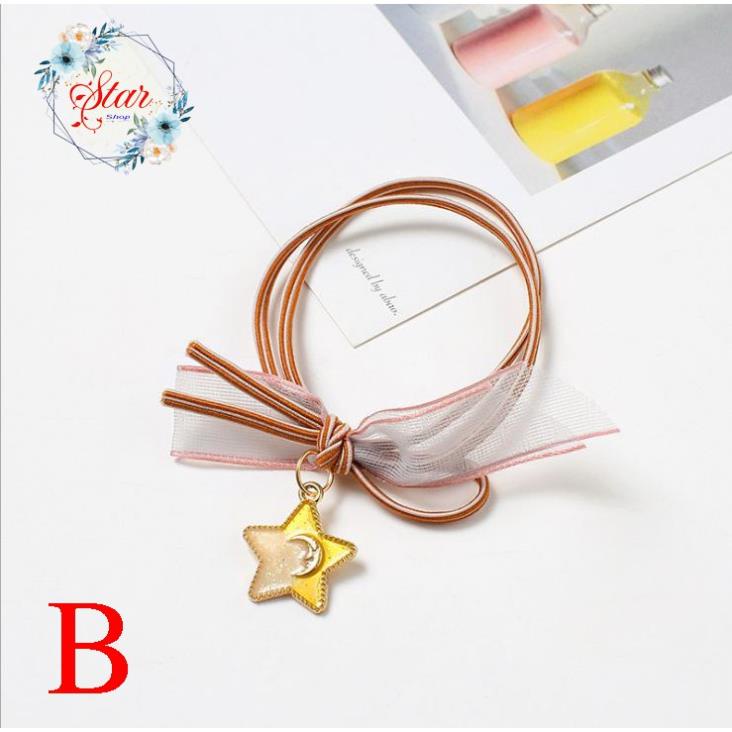 Buộc tóc thời trang nữ gắn hình ngôi sao thắt nơ xinh xắn nhiều màu sắc để lựa chọn C11