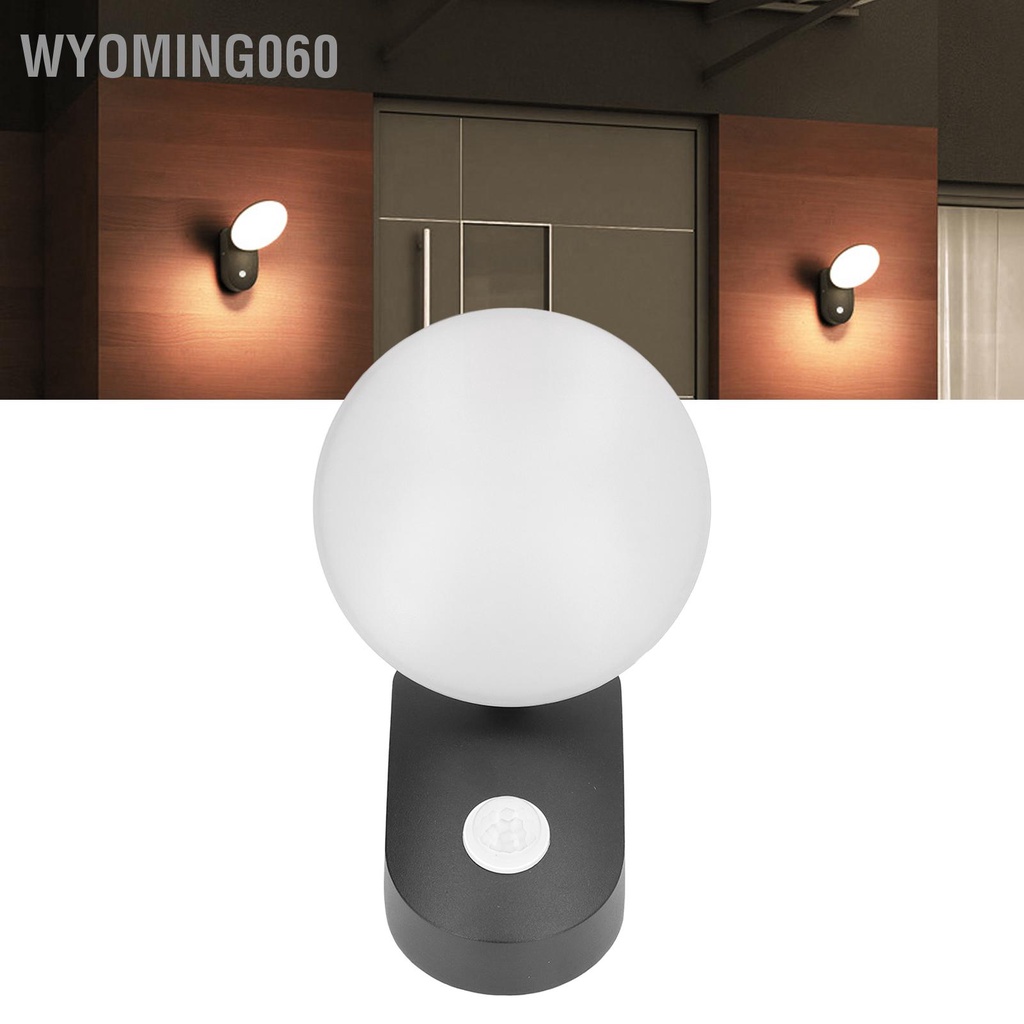 Wyoming060 Đèn tường LED ngoài trời 12W 3000K Ánh sáng ấm áp Cảm biến chuyển động của con người sân vườn cho lối đi ban công 85‑265V