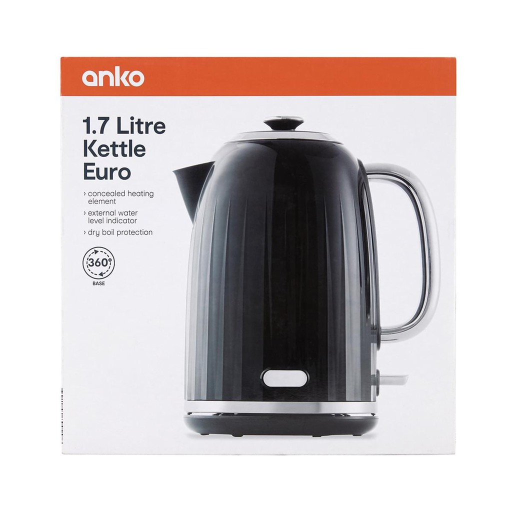 Ấm đun siêu tốc Anko 1.7 Litre Kettle Euro Úc - 2200W - Nhập khẩu trực tiếp tại Úc