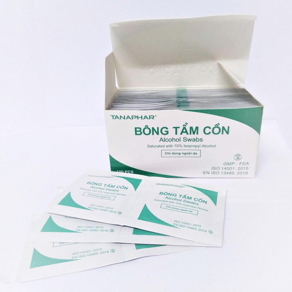 Bông tẩm cồn Tanaphar [Việt Nam] - hộp 100 miếng