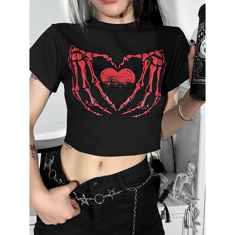 Áo thun croptop MMIOT Y2K tay ngắn in họa tiết móng vuốt thời trang mùa hè 2023