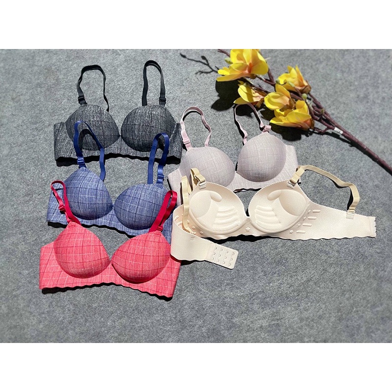 Áo lót không gọng NÂNG NGỰC Phối caro DỄ THƯƠNG Viền sóng