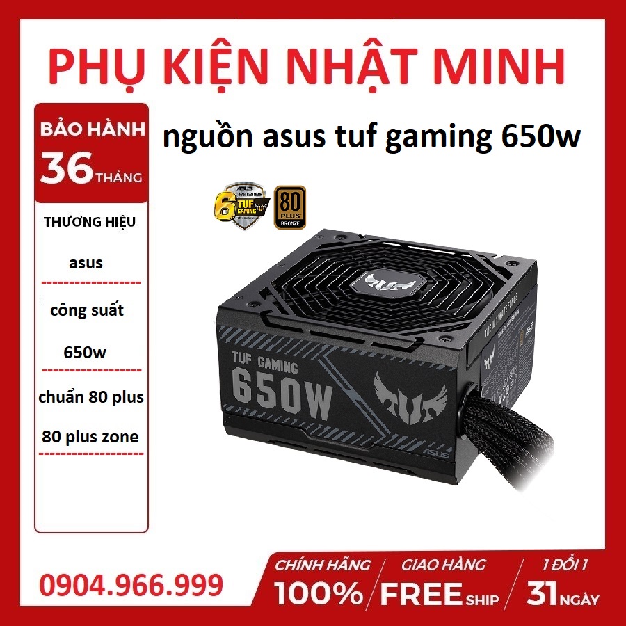 Nguồn máy tính ASUS TUF GAMING 650W - 750W 80 PLUS Bronze phù hợp cho 2060, 3060, 3070ti hàng chính hãng BH 72 tháng