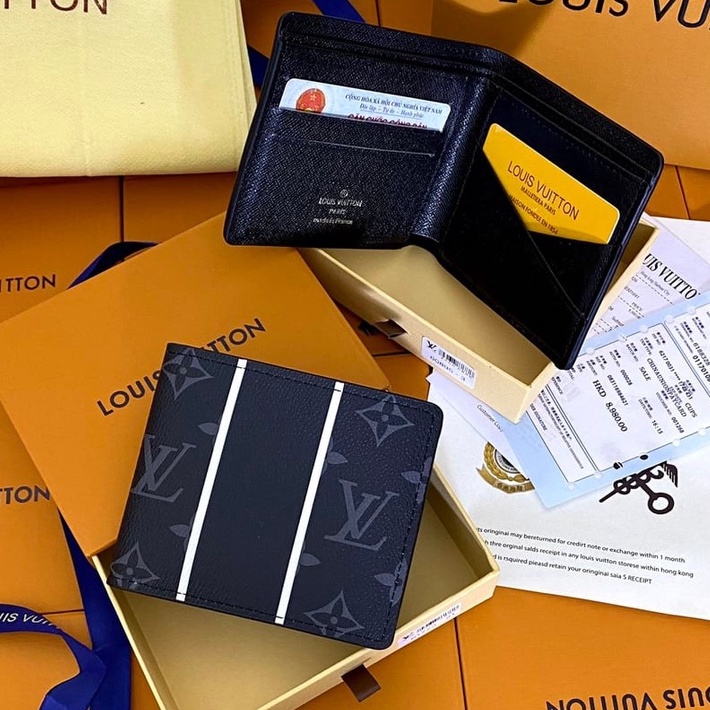 Ví nam LV full box hàng cao cấp , hộp + thẻ + giấy , chất liệu da  không bông da hay phai màu
