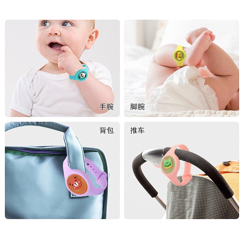 Đồng hồ đeo tay cho bé có đèn phát sáng, Đồng hồ có tinh dầu thực vật giúp đuổi muỗi cho bé có hình siêu dễ thương