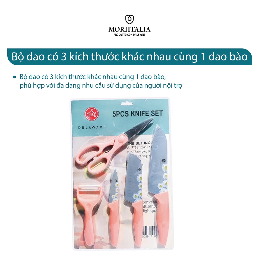 Bộ dao kéo hoa 5 món Moriitalia kháng khuẩn, dụng cụ bếp đa năng 001748