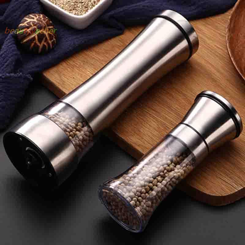 Stainless Steel Mill Salt Pepper Manual Bottle Grinder Glass Bottle New