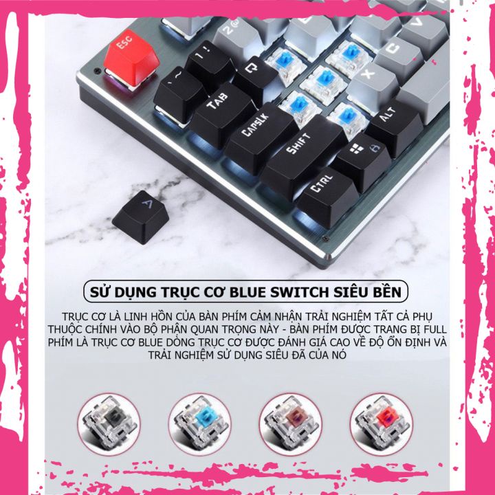 Bàn Phím Cơ Máy Tính Không Dây Bluetooth K950 Full LED Blue Switch Cho Máy Tính PC Laptop, Điện Thoại, Máy Tính Bảng