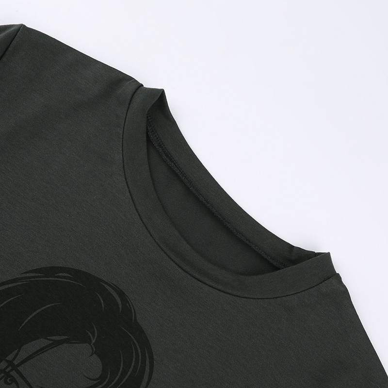 Áo Thun Tay Ngắn Cổ Tròn In Họa Tiết Chân Dung Thời Trang Cá Tính Cho Nữ